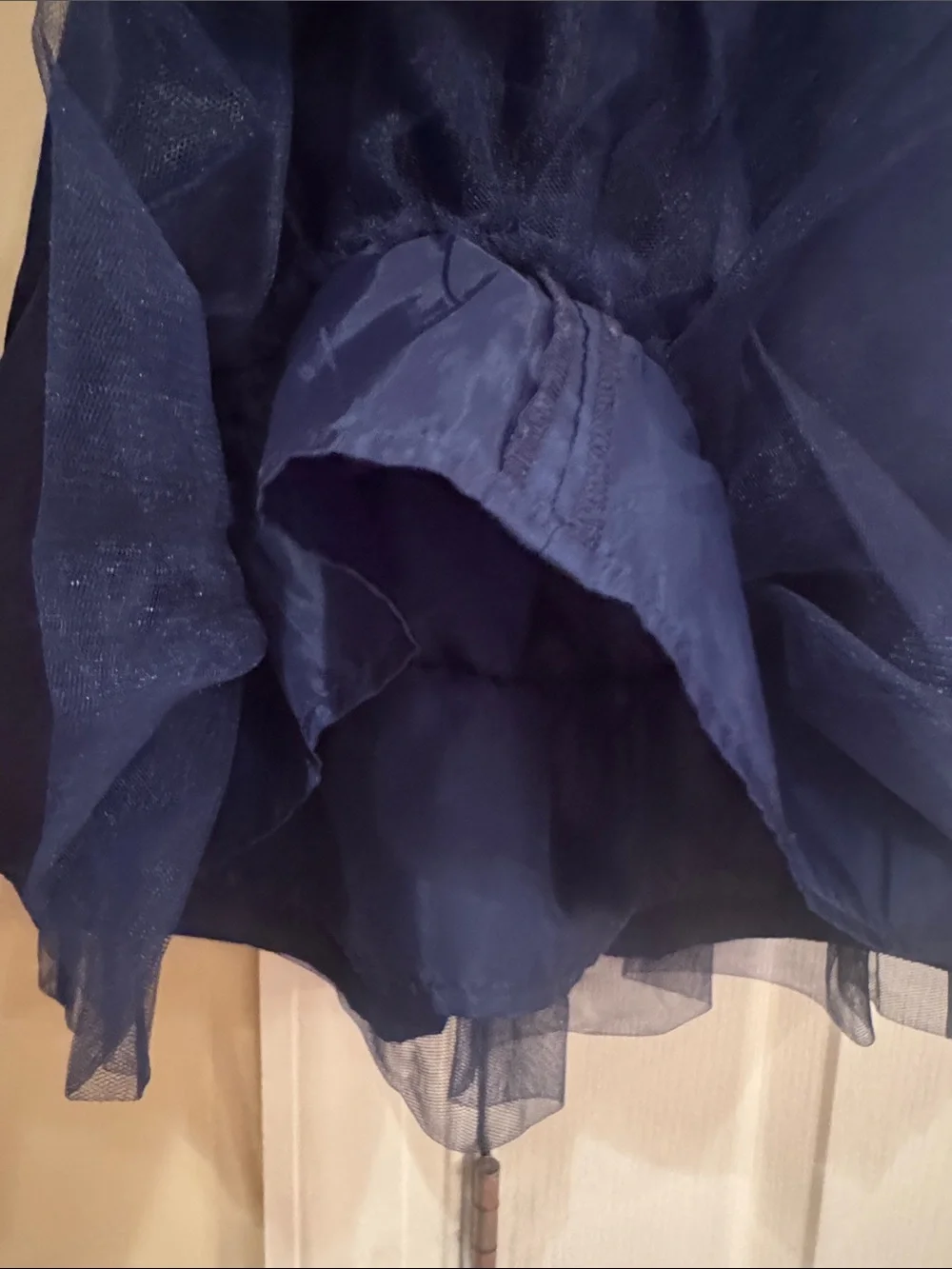 GYMBOREE Toddler Navy Formal Dressy Cap Sleeves Bow Tulle Lined Smocked Dress 2T